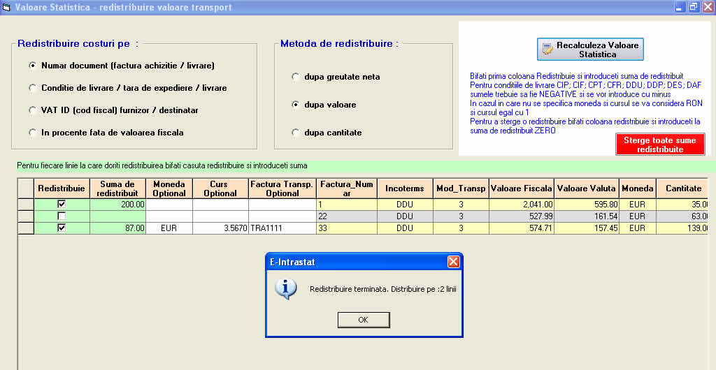 e-Intrastat. Ecran introducere date